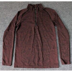 Lululemon 1/2 Zip Pullover Mens S Red Black Metal Vent Tech Oxblood Long Sleeve